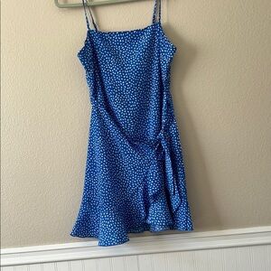 Blue Polka Dot Wrap Dress